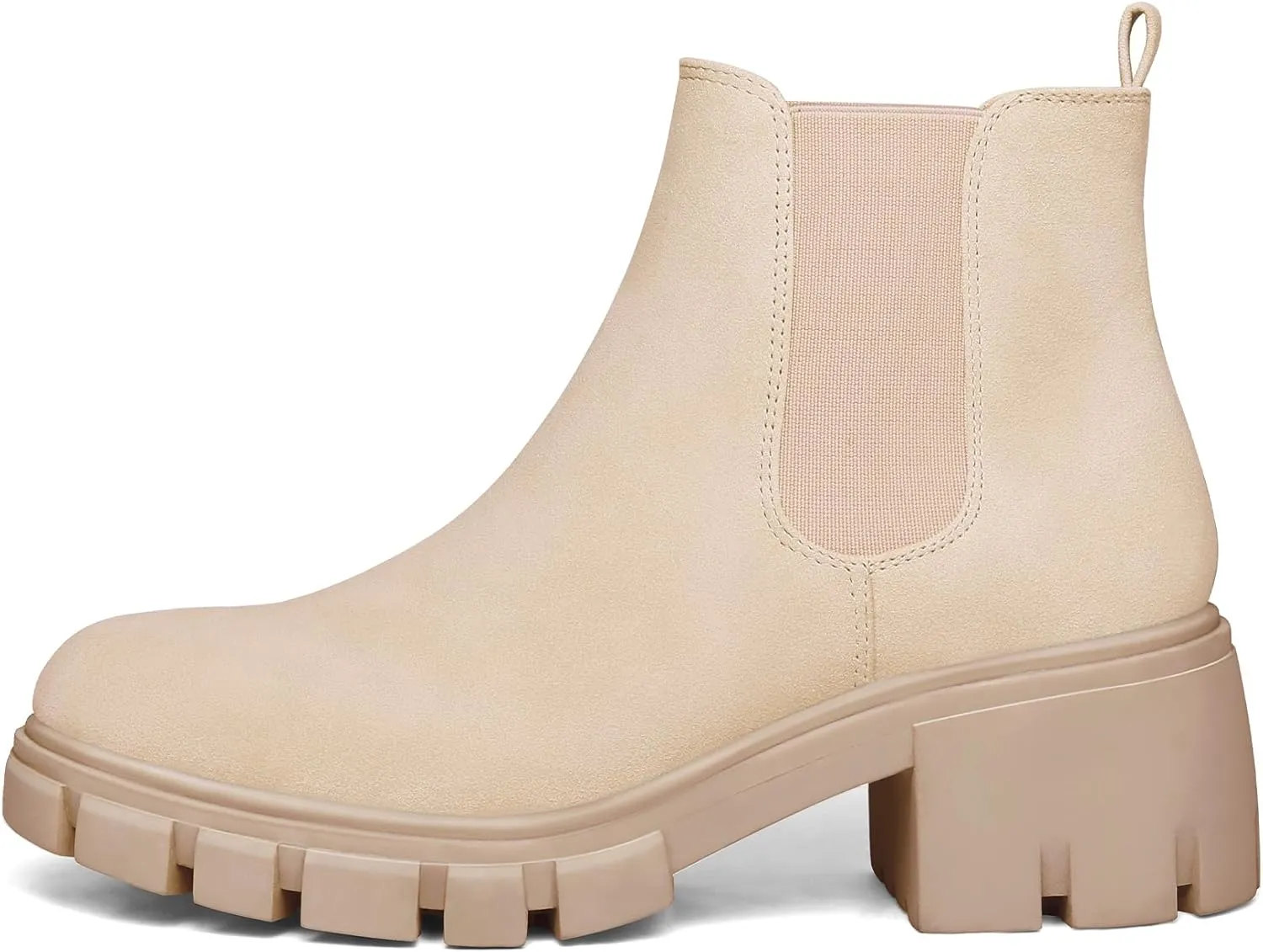 mysoft Women's Platform Chelsea Boots Lug Sole Slip On Chunky Block Heel Ankle Booties