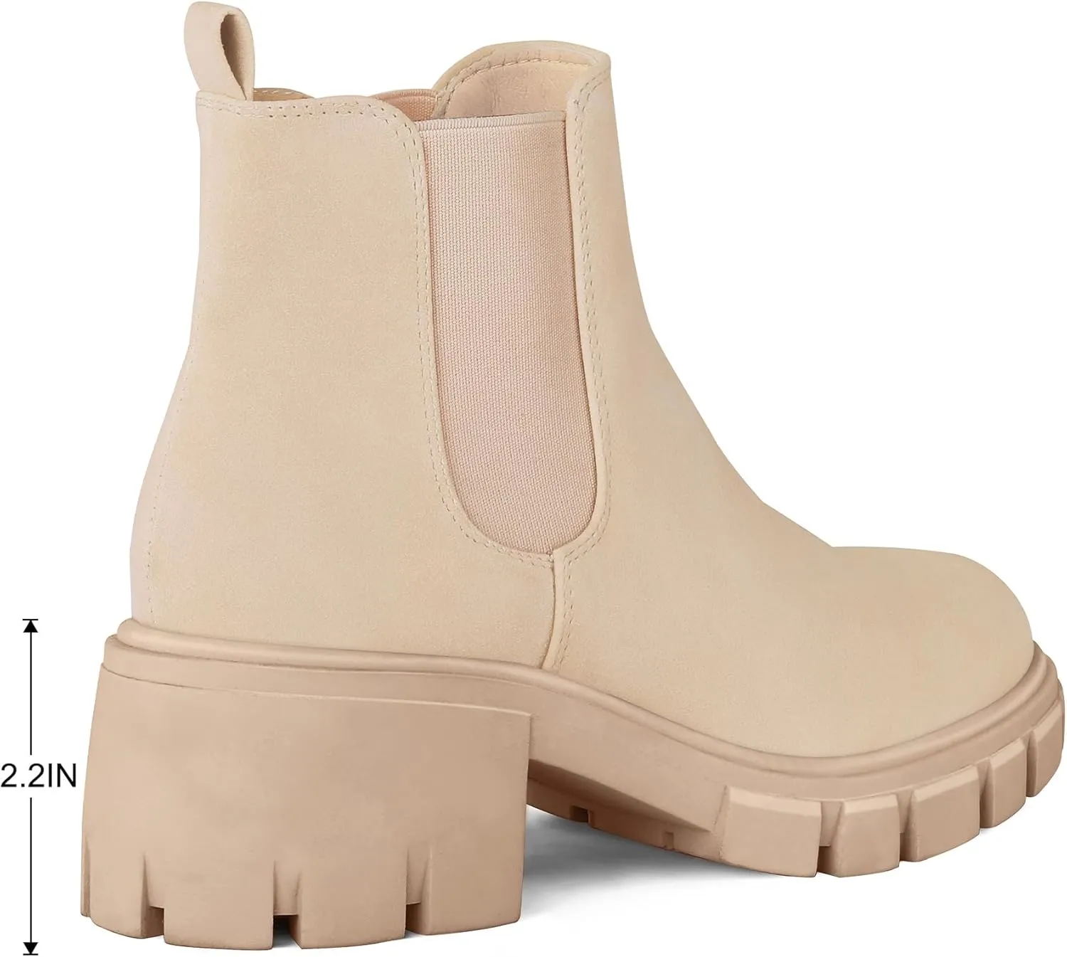 mysoft Women's Platform Chelsea Boots Lug Sole Slip On Chunky Block Heel Ankle Booties