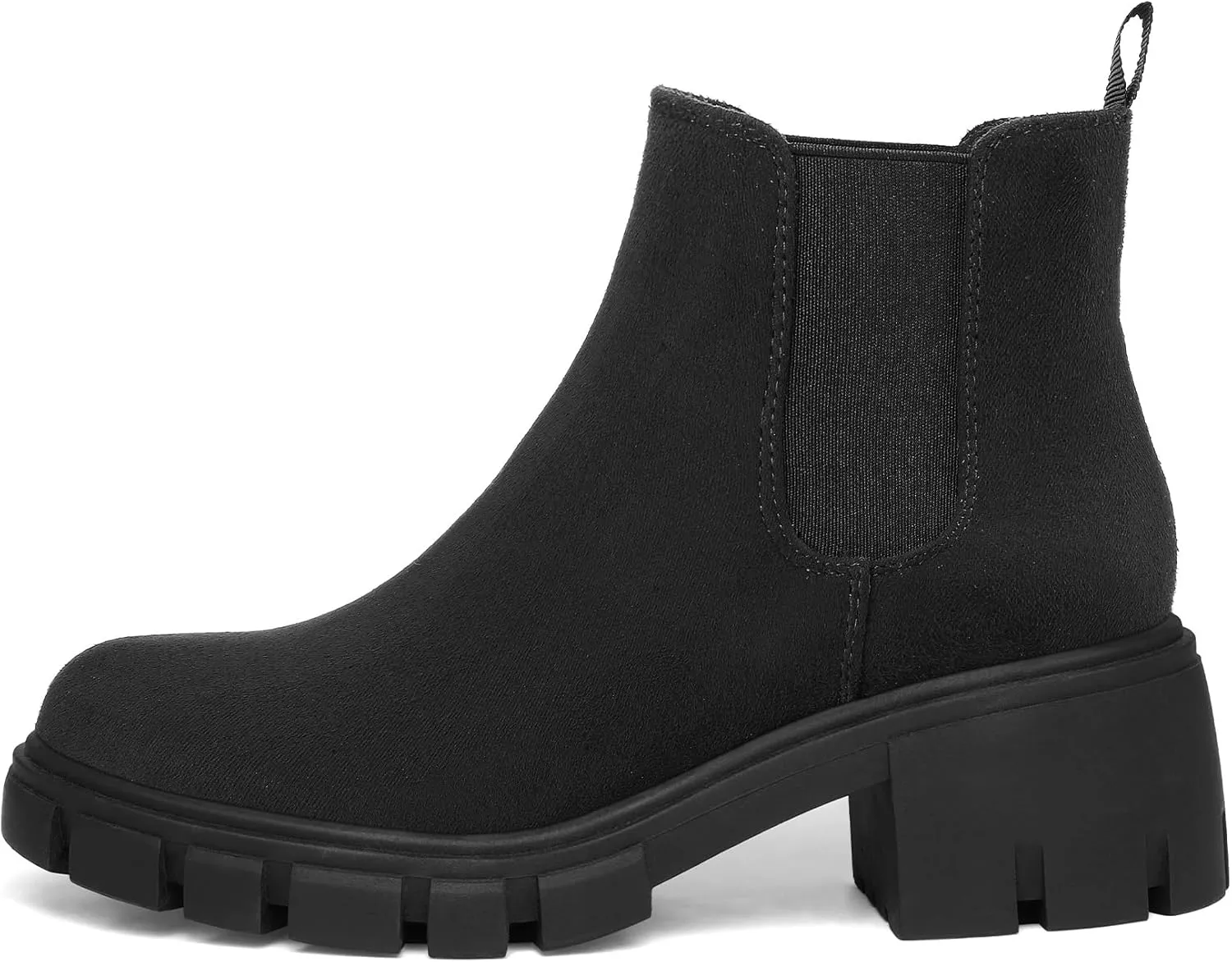 mysoft Women's Platform Chelsea Boots Lug Sole Slip On Chunky Block Heel Ankle Booties