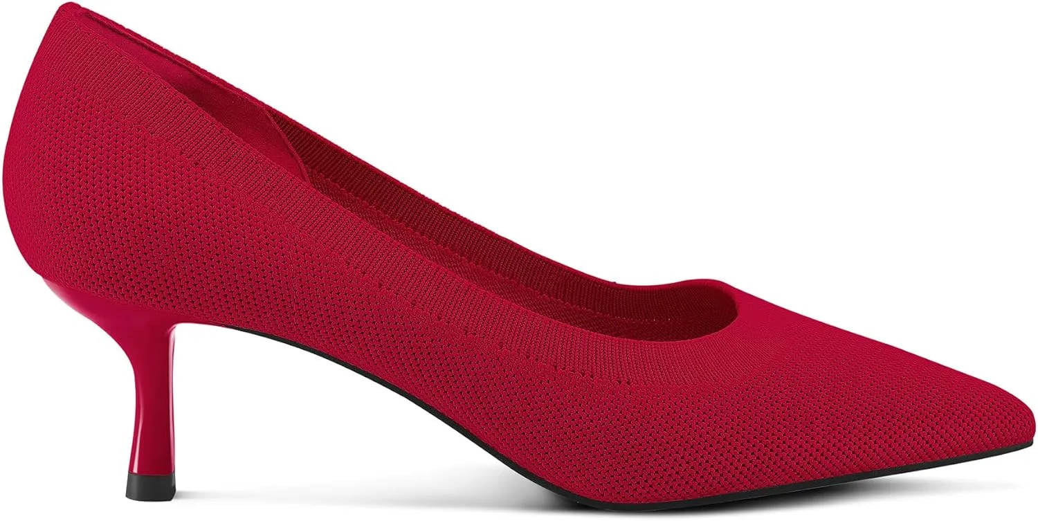 mysoft Women's Pumps 2 inch Kitten Heel Pointed Toe Low Heel Dress Shoes