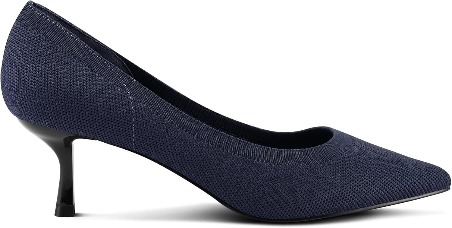 mysoft Women's Pumps 2 inch Kitten Heel Pointed Toe Low Heel Dress Shoes