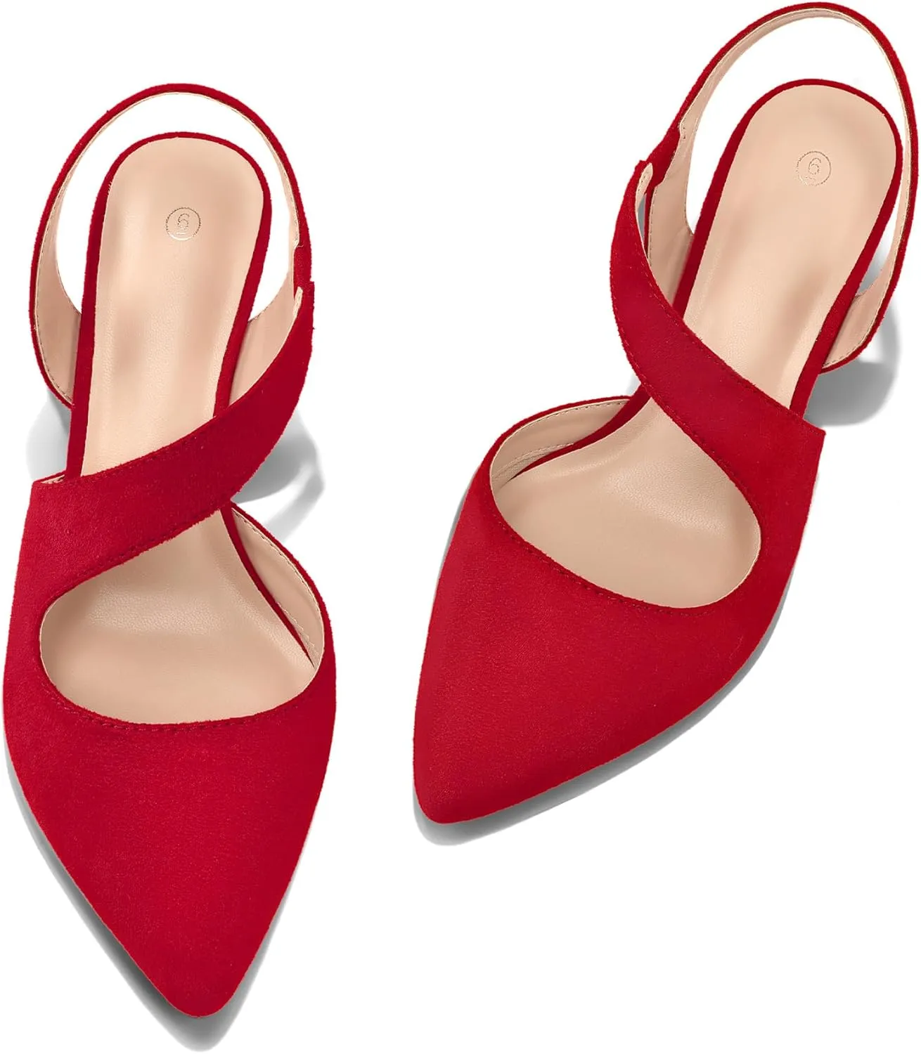 mysoft Women's Pumps 2 inch Low Heel Pointed Toe Slingback Wedding Party Dress Shoes