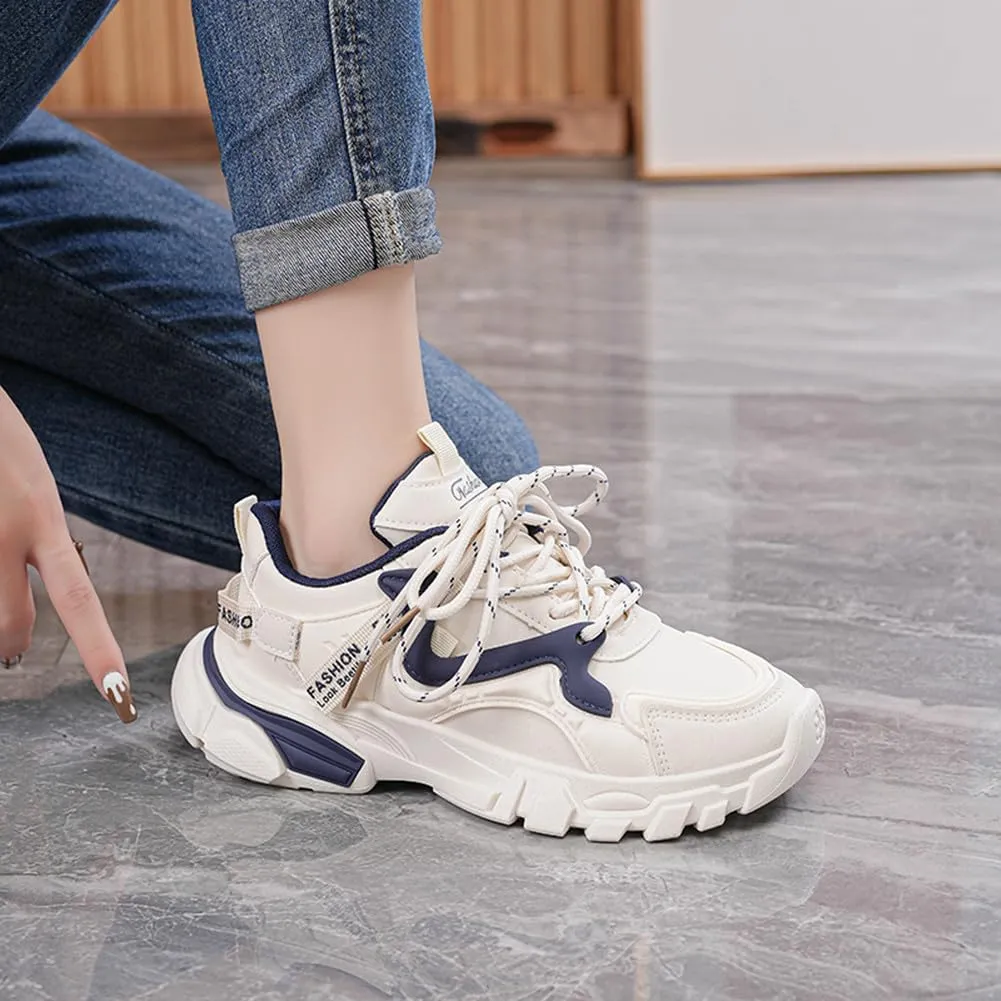 NCNDB Women's Platform Sport Sneaker Trainers Lace Up Fashion Increased Bottom Shoes