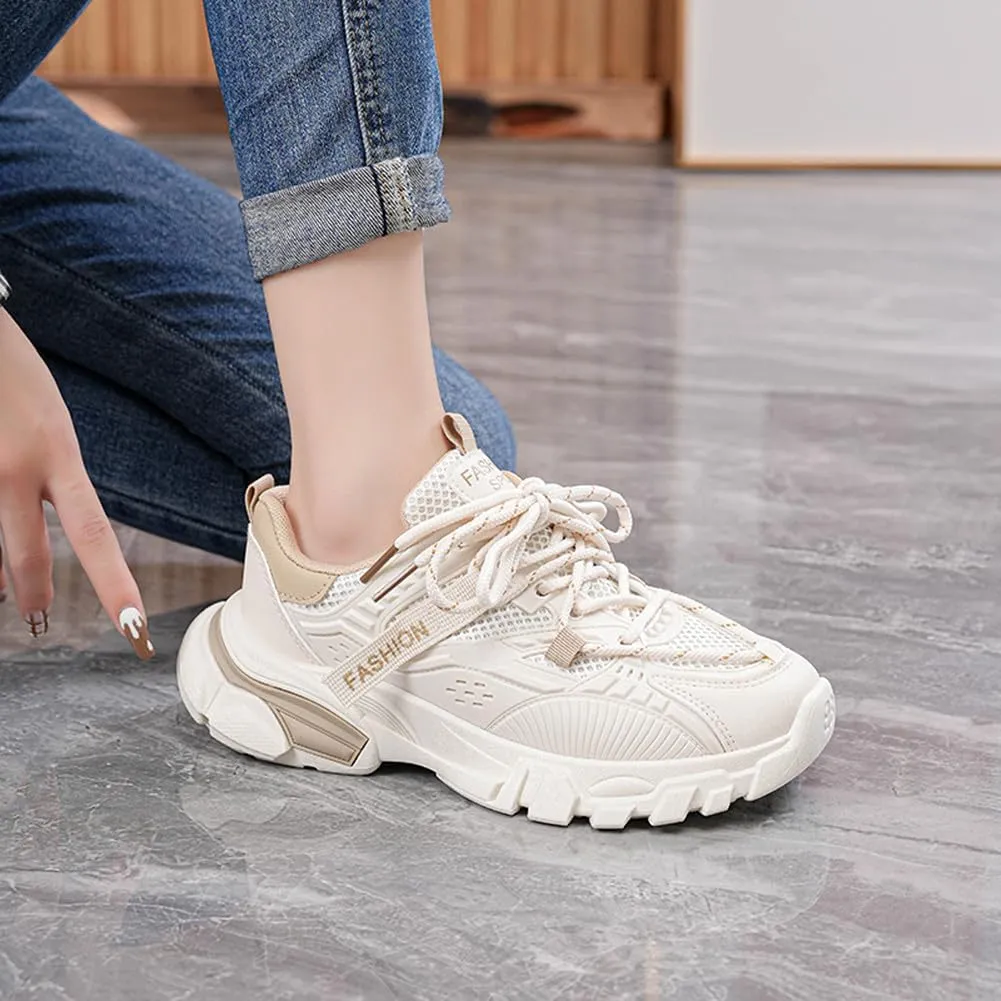 NCNDB Women's Platform Sport Sneaker Trainers Lace Up Fashion Increased Bottom Shoes