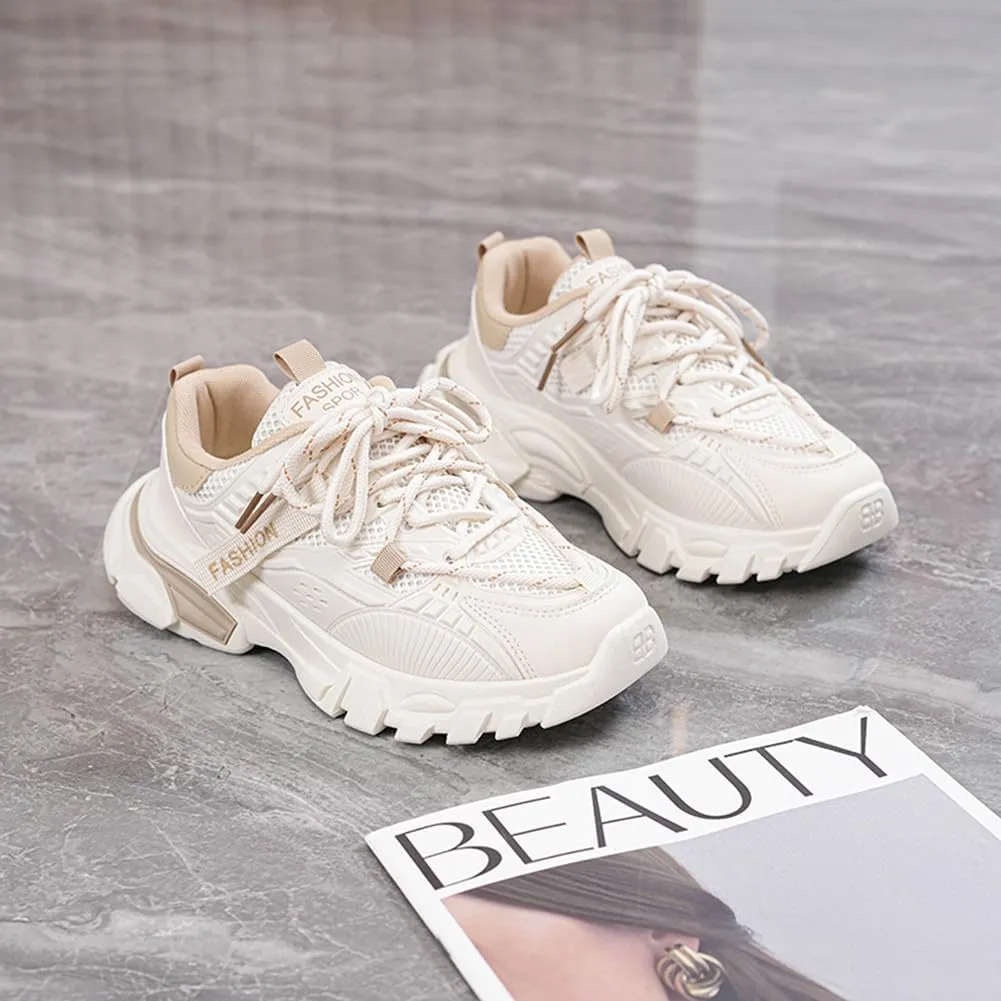 NCNDB Women's Platform Sport Sneaker Trainers Lace Up Fashion Increased Bottom Shoes