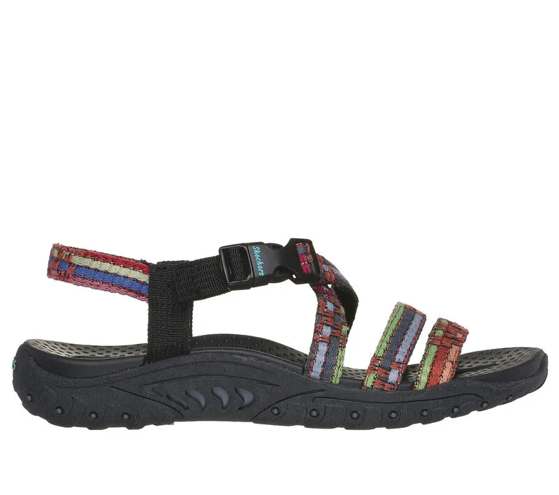 NEW Women's SKECHERS REGGAE - SEW ME Black Multi NYLON Sandals AUTHENTIC IN BOX