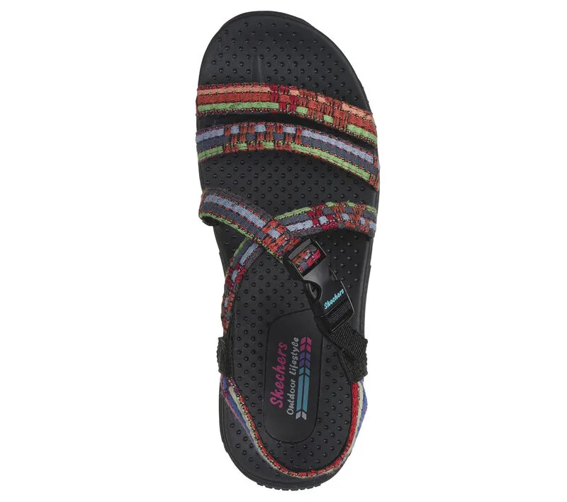 NEW Women's SKECHERS REGGAE - SEW ME Black Multi NYLON Sandals AUTHENTIC IN BOX