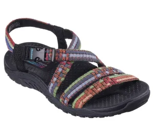 NEW Women's SKECHERS REGGAE - SEW ME Black Multi NYLON Sandals AUTHENTIC IN BOX