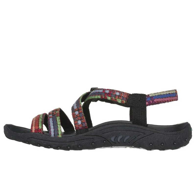 NEW Women's SKECHERS REGGAE - SEW ME Black Multi NYLON Sandals AUTHENTIC IN BOX