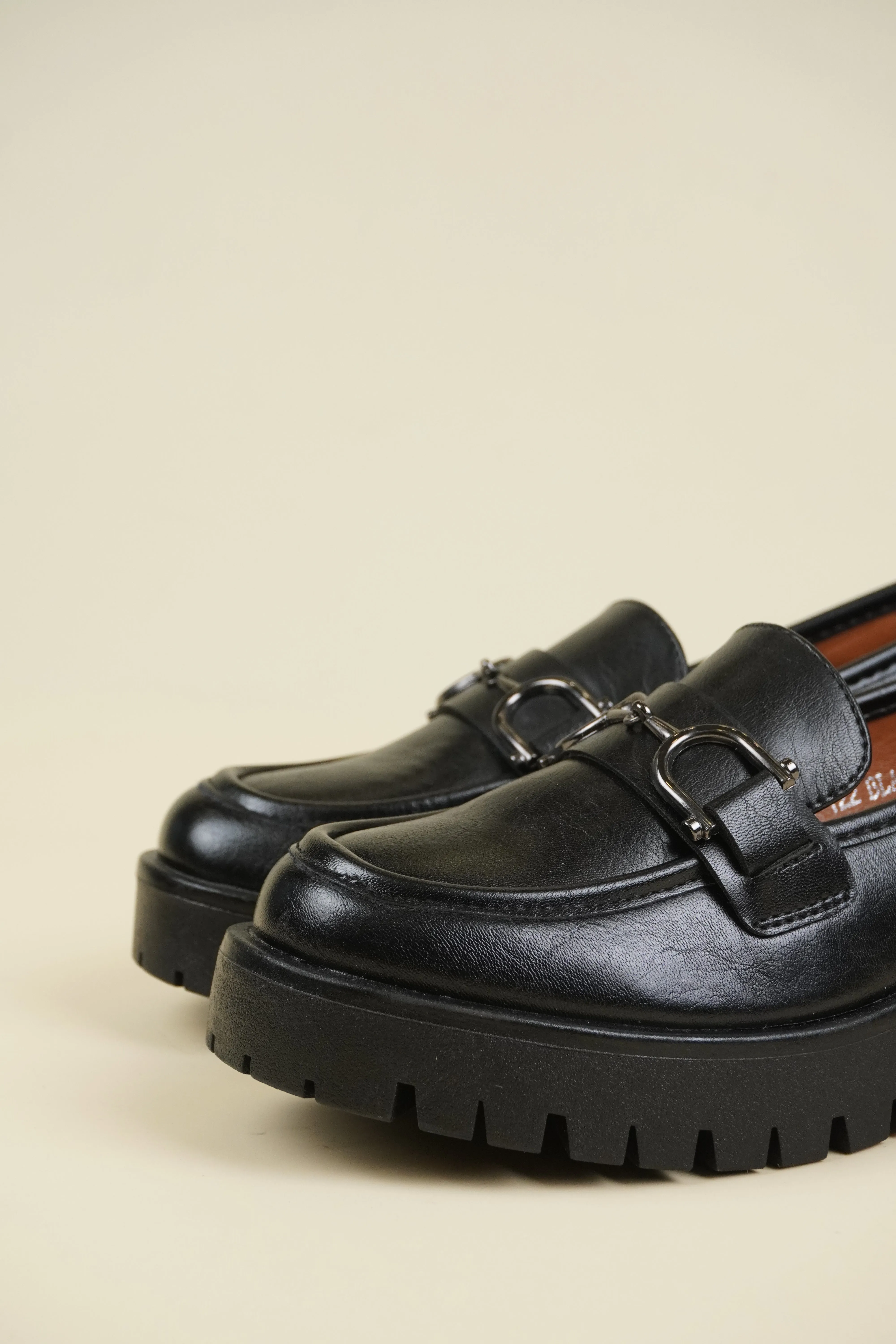 Női Platform Loafer - Fekete