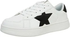 Niluber Star Sneakers for Women Low Top Comfortable Cushioned White Gold Sliver Leopard Platform Sneakers Lace Up Red Glitter Platform Party Shoes
