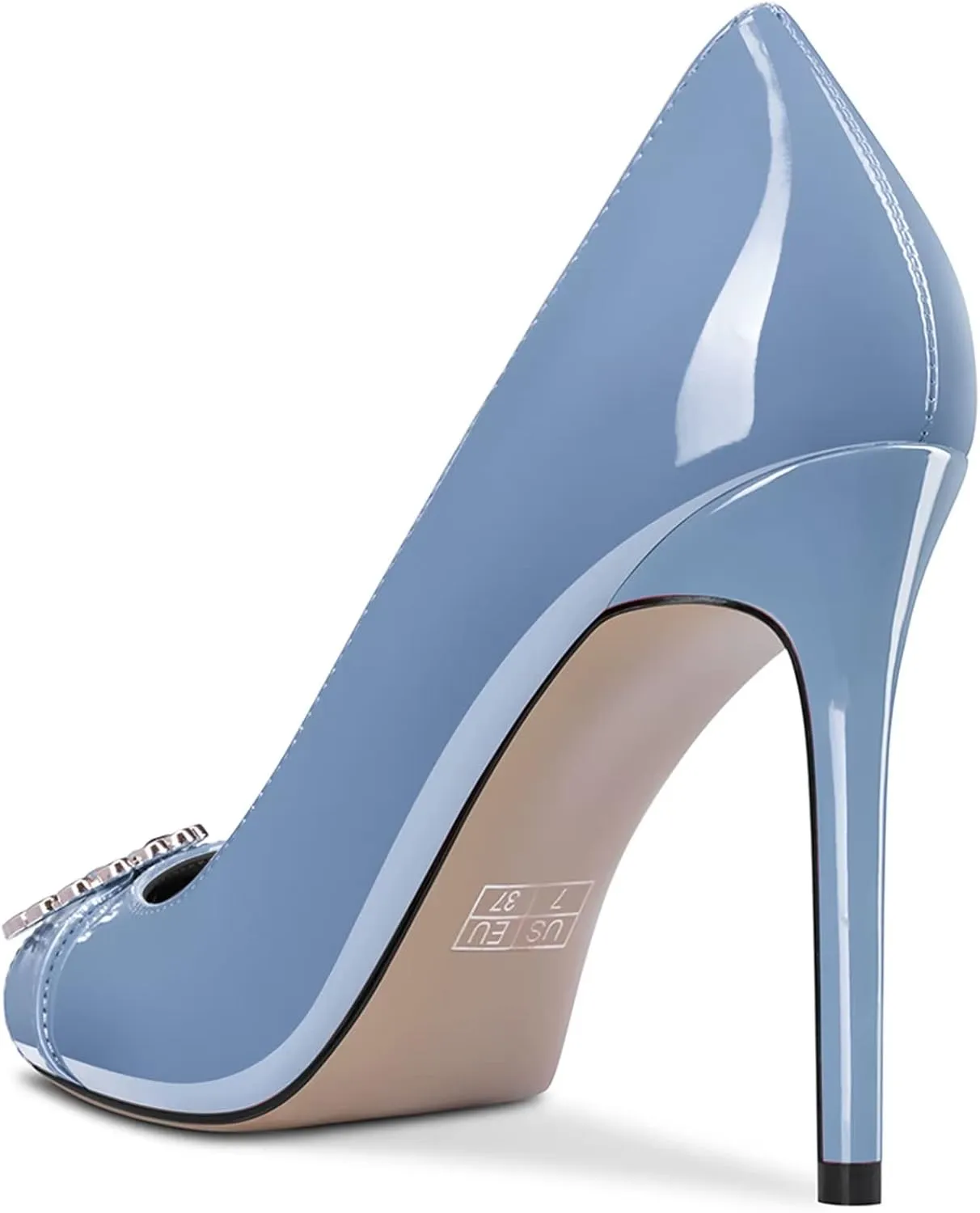 NobleOnly Women High Stiletto Heel Pointed Toe Slip-on Rhinestone Crystal Pumps Wedding Casual Glitter Dress Shoes 3.9 Inches Heels