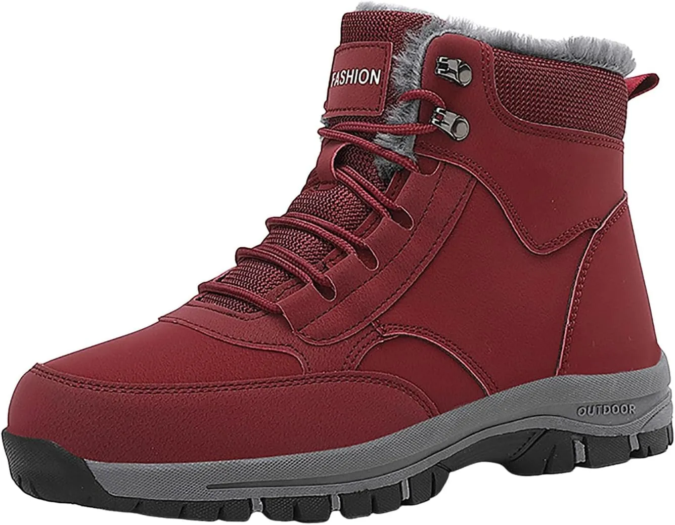 Non Slip Snow Boots for Men Fleece Lined Warm Ankle Boots Lace Up Cold Proof Winter Boots Casual Insulated Snow Boots