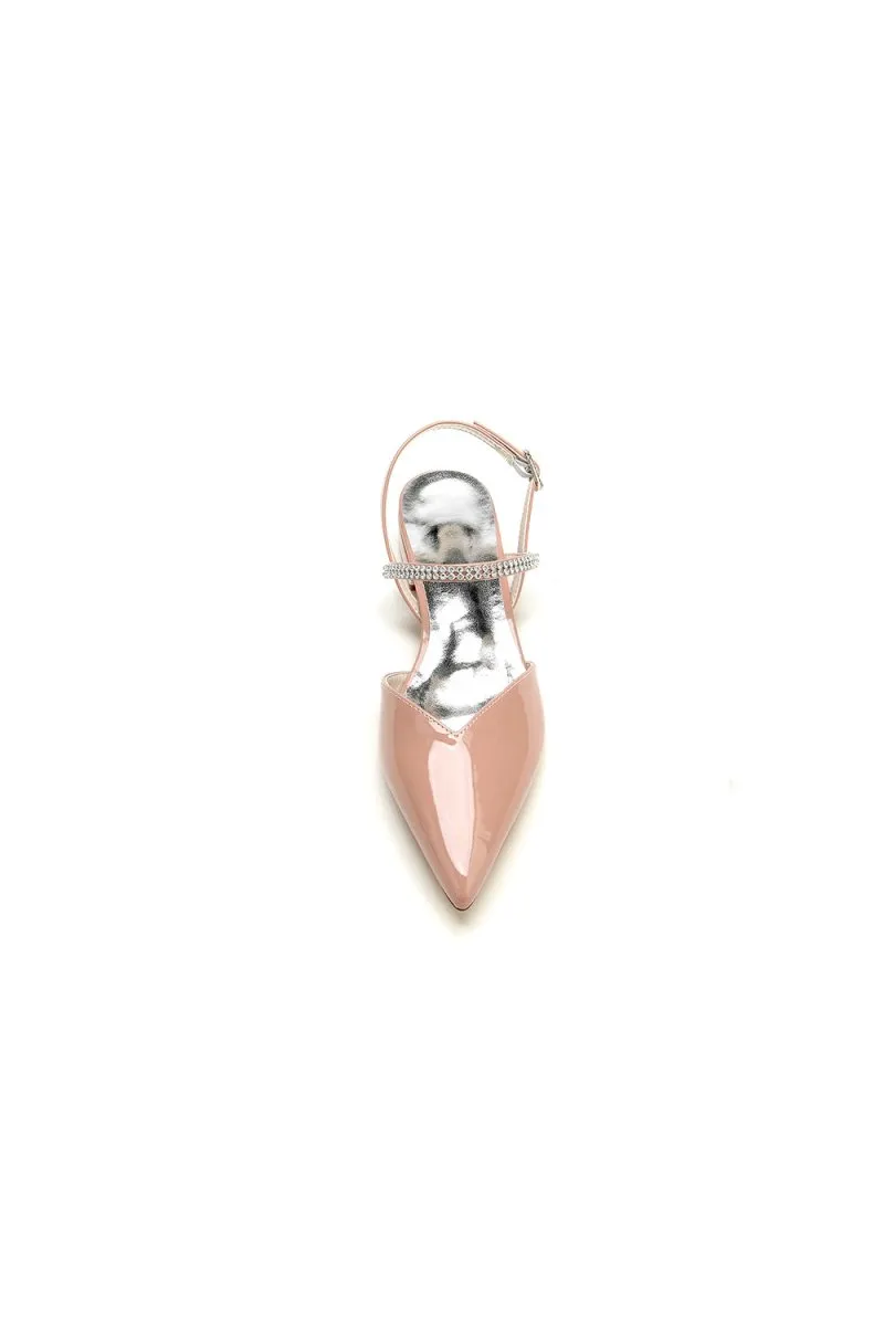 Nude Pink High Heels with Silver Trim