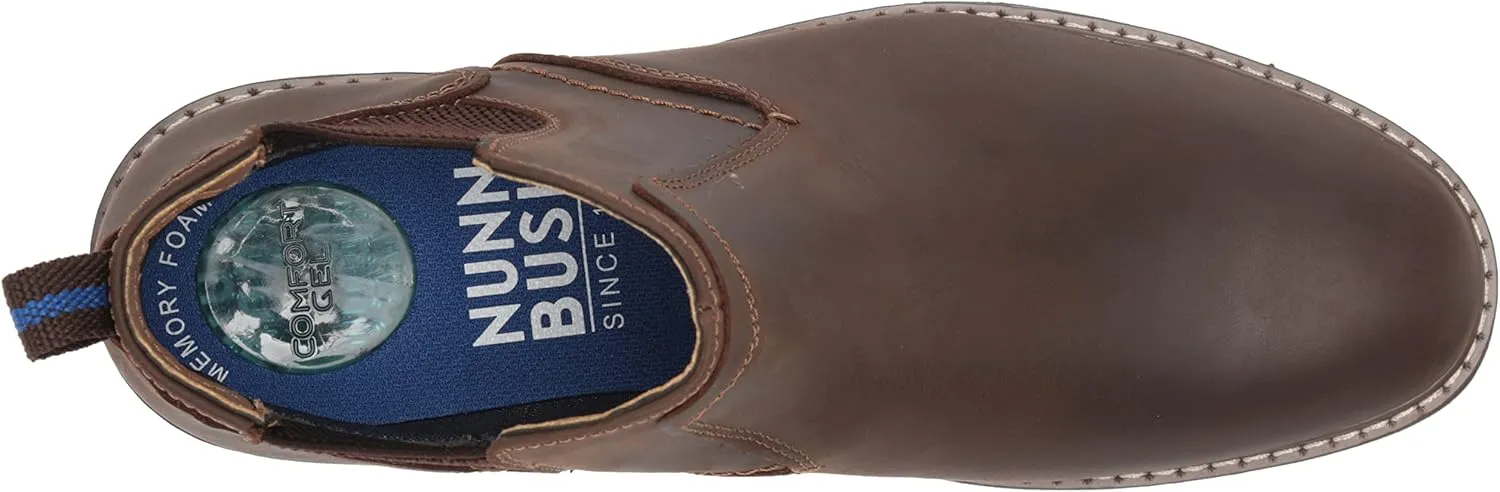 Nunn Bush Men's Fuse Plain Toe Chelsea Boot with Easy Pull on Elastic Panels