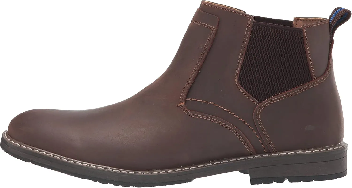 Nunn Bush Men's Fuse Plain Toe Chelsea Boot with Easy Pull on Elastic Panels
