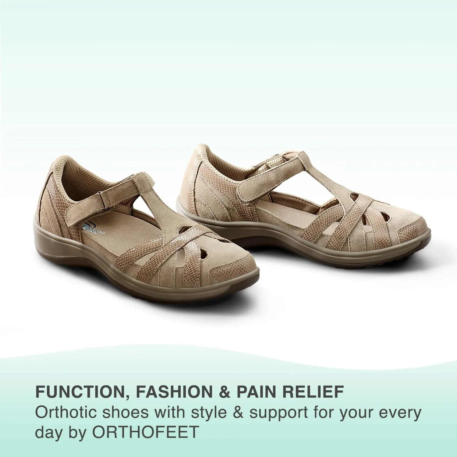 Orthofeet Women's Orthopedic Leather Juno Closed-Toe Sandals