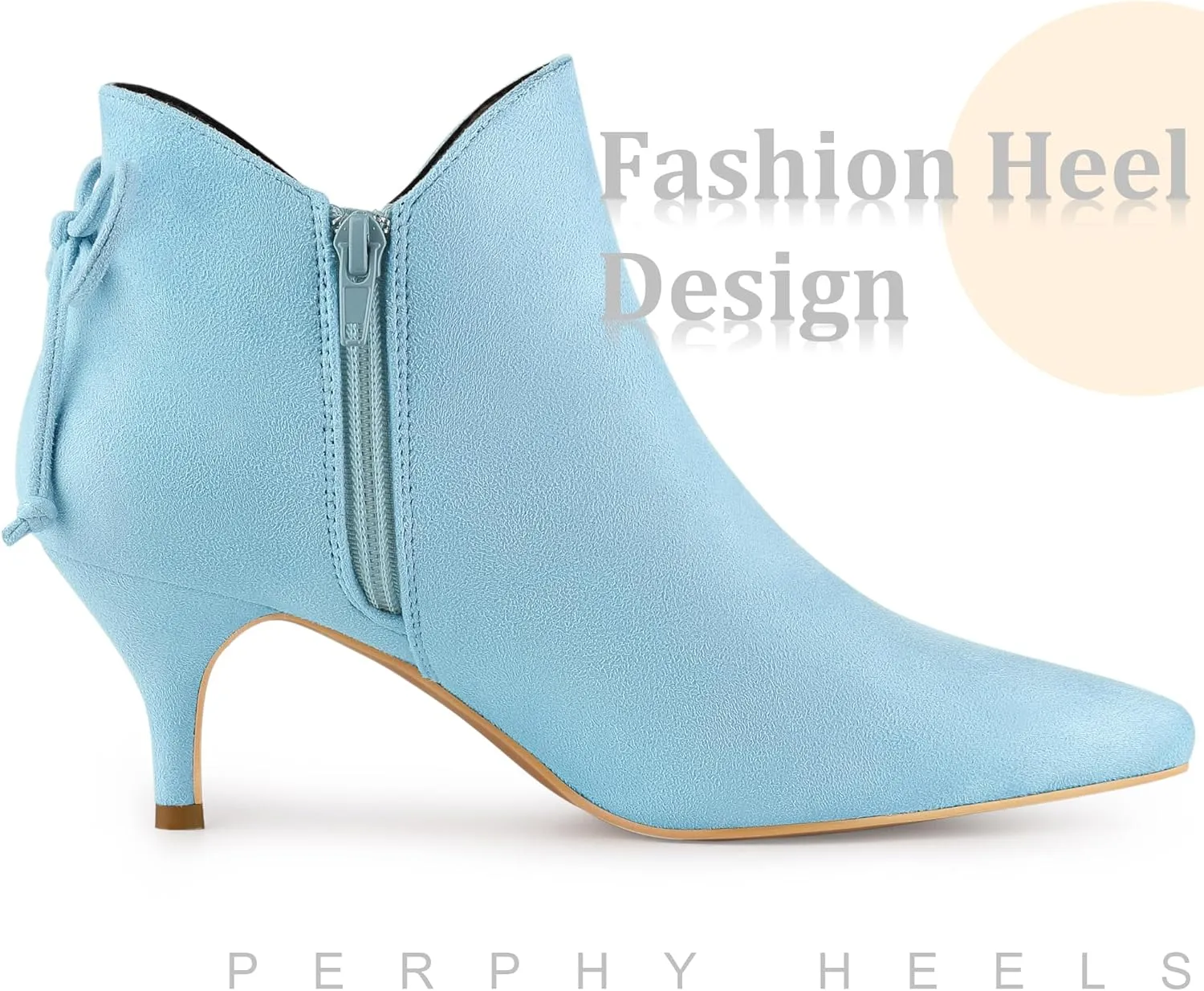 Perphy Pointed Toe Bow Kitten Heel Ankle Booties for Women