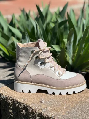 Pfeiffer Lug Sole Short Boot, Cream Multi