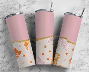 Pink Cowgirl Boots Split Tumbler