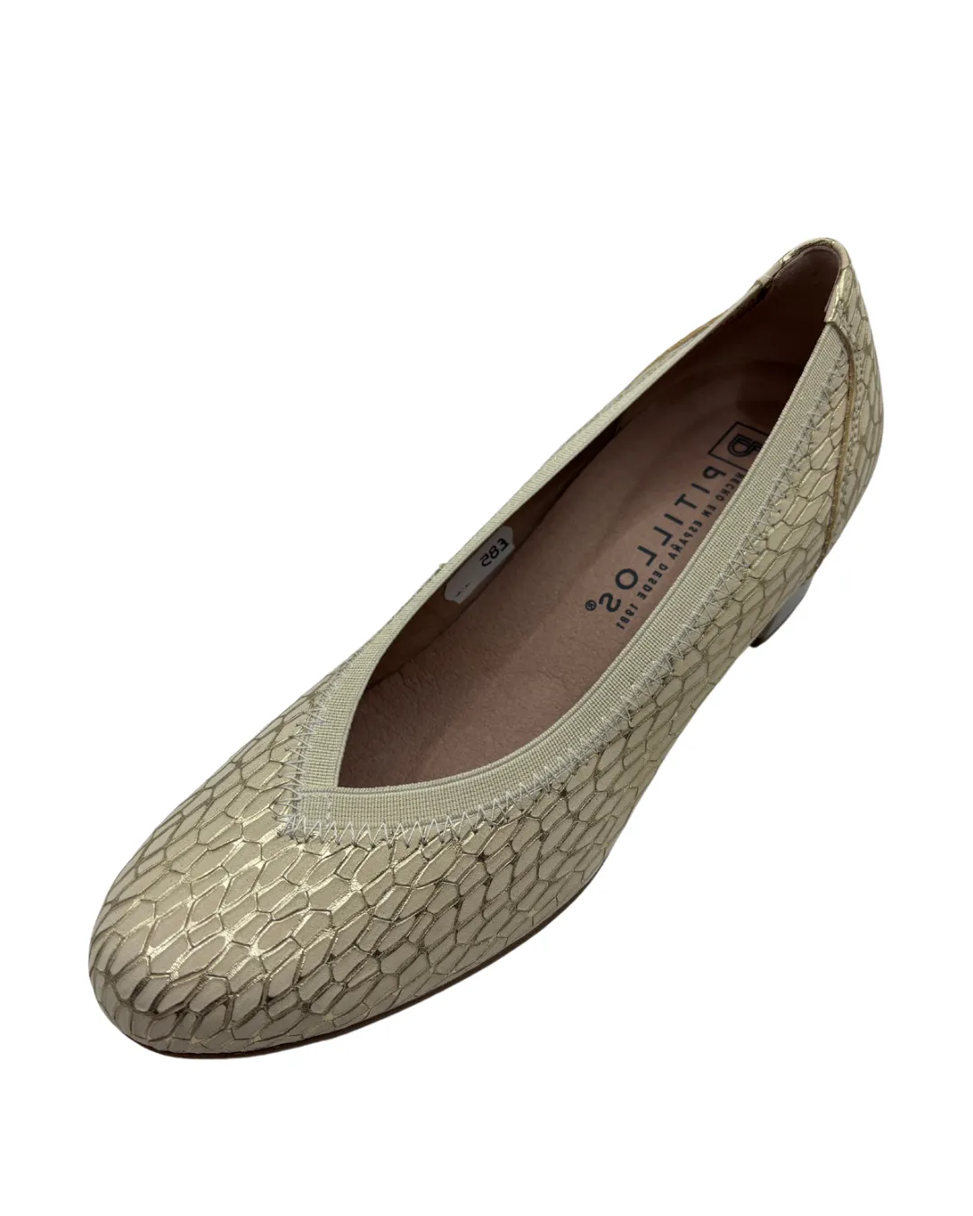 Pitillos Gold and Cream Patterned Heel