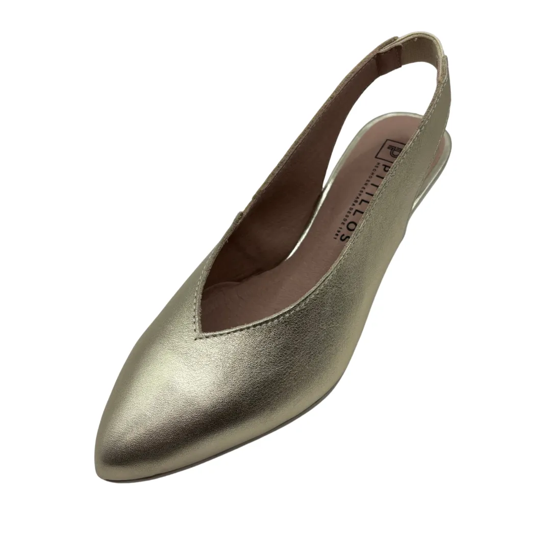 Pitillos Gold Slingback Low Heel