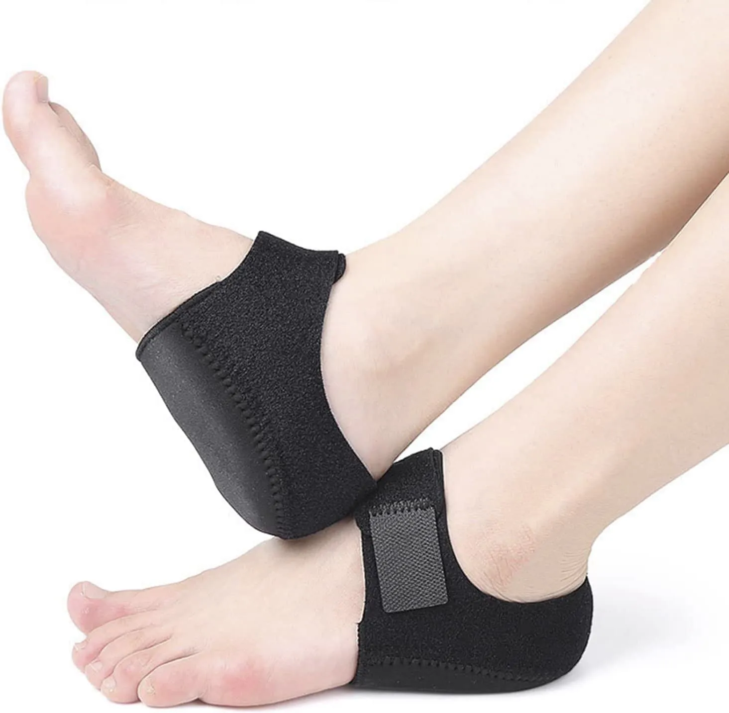 Plantar Fasciitis Relief Heel Pain Heel Cups for Women and Men, Shock Absorption Heel Cushion Heel Sleeves Heel Protectors Pads, Heel Support for Heel Spur, Cracked Heels, Black, YB-NEW-F02