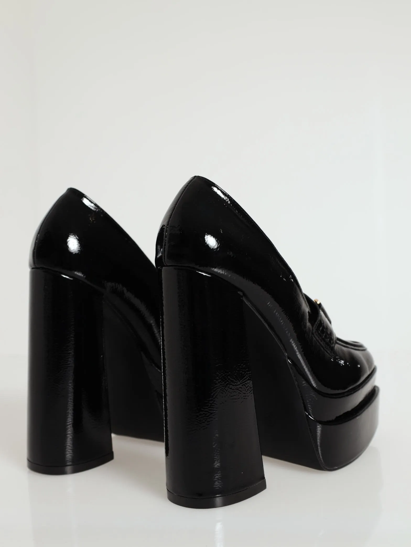 Platform Chunky Heel Loafer - Black