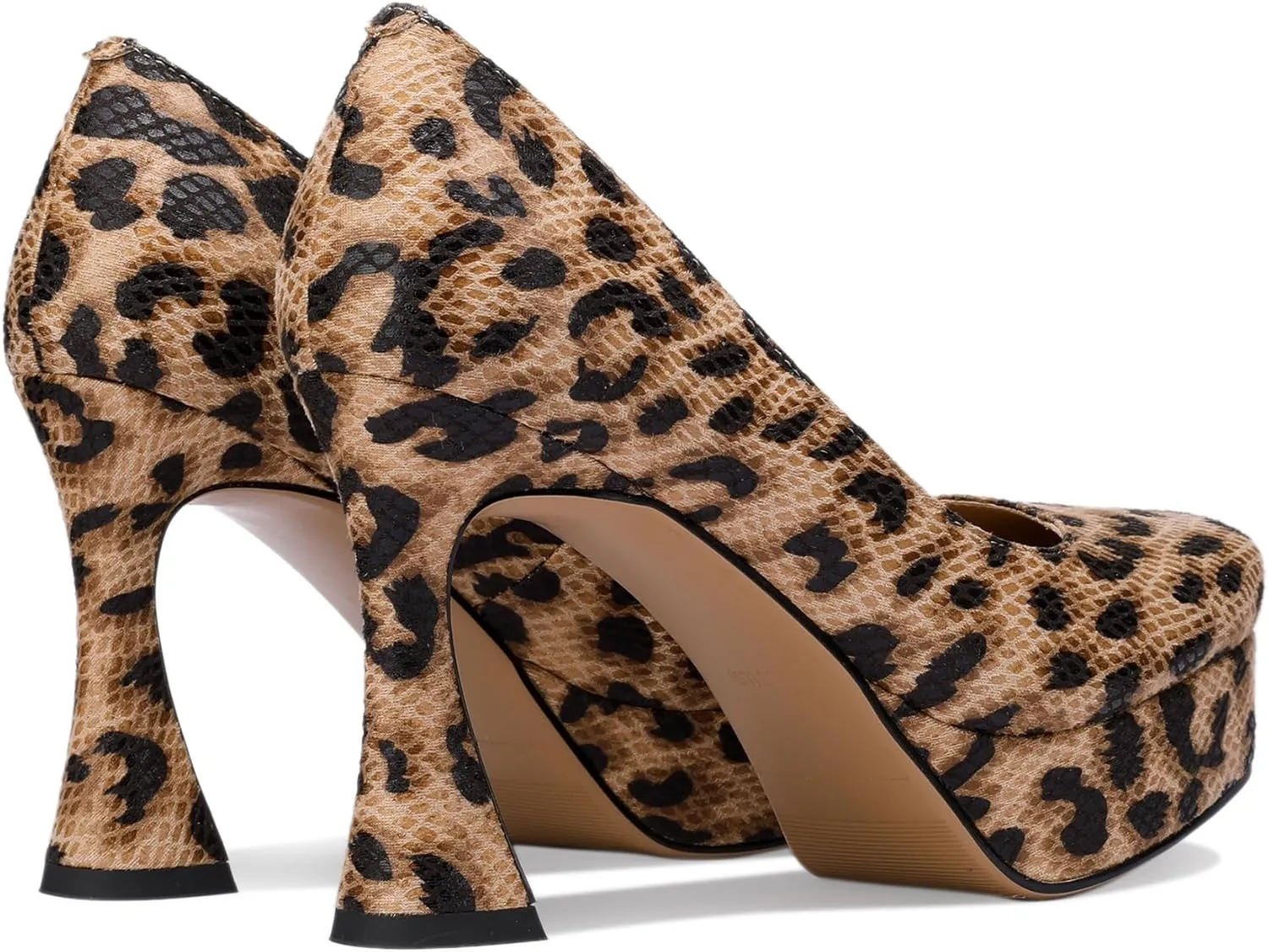 Platform Heels for Women Leopard Print Square Toe Chunky Closed Toe Pumps Comfortable Sexy Dressy Wedding 4 Inch Elegantes Wide Comfortable Tacones 4 Inch High Heels