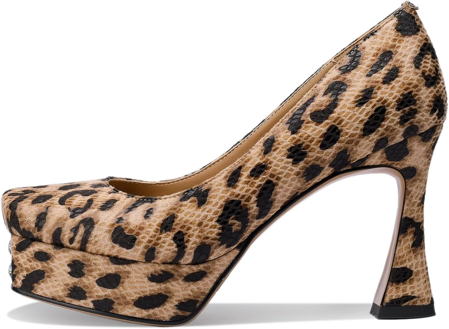 Platform Heels for Women Leopard Print Square Toe Chunky Closed Toe Pumps Comfortable Sexy Dressy Wedding 4 Inch Elegantes Wide Comfortable Tacones 4 Inch High Heels