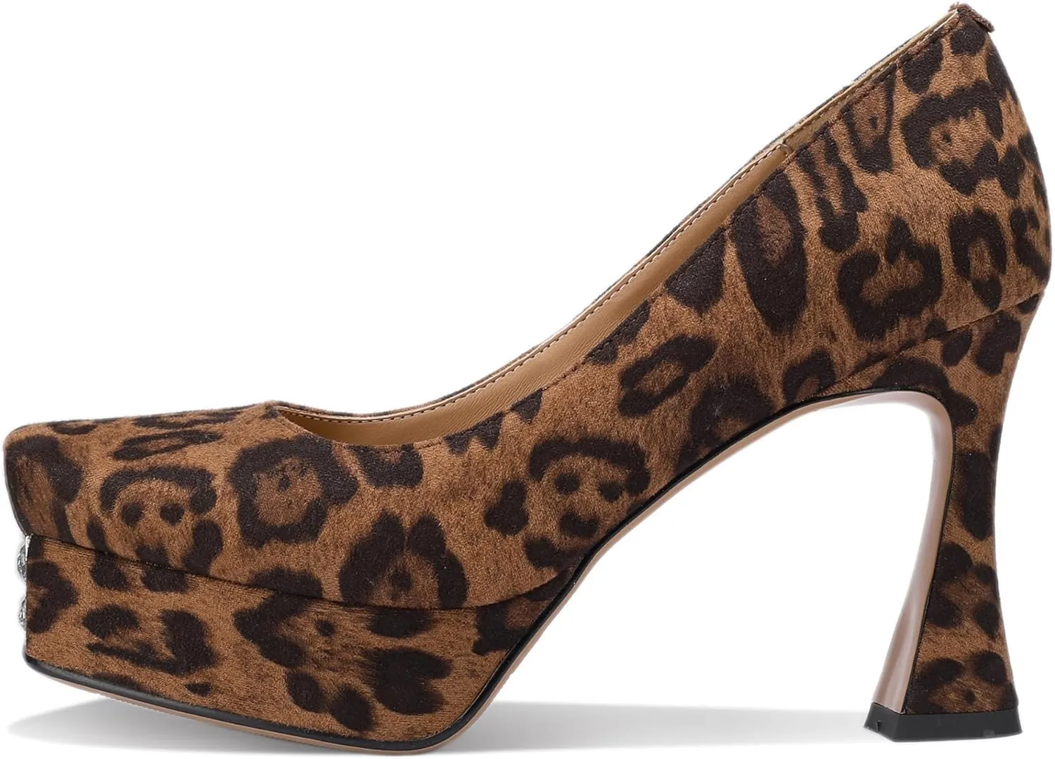 Platform Heels for Women Leopard Print Square Toe Chunky Closed Toe Pumps Comfortable Sexy Dressy Wedding 4 Inch Elegantes Wide Comfortable Tacones 4 Inch High Heels