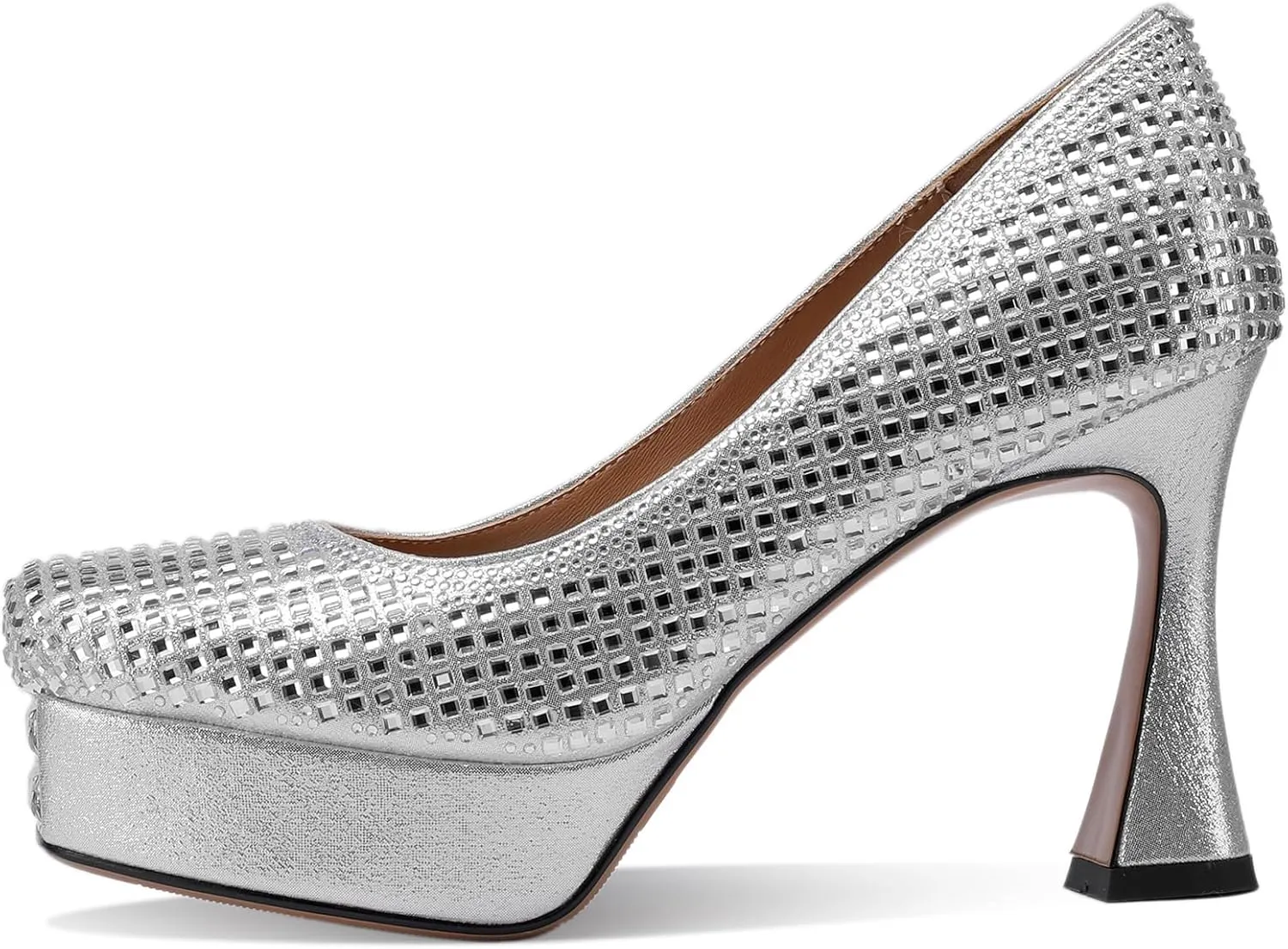 Platform Heels for Women Square Toe Chunky Closed Toe Pumps Comfortable Sexy Dressy Wedding Elegantes Wide Comfortable Tacones 4 Inch High Heels