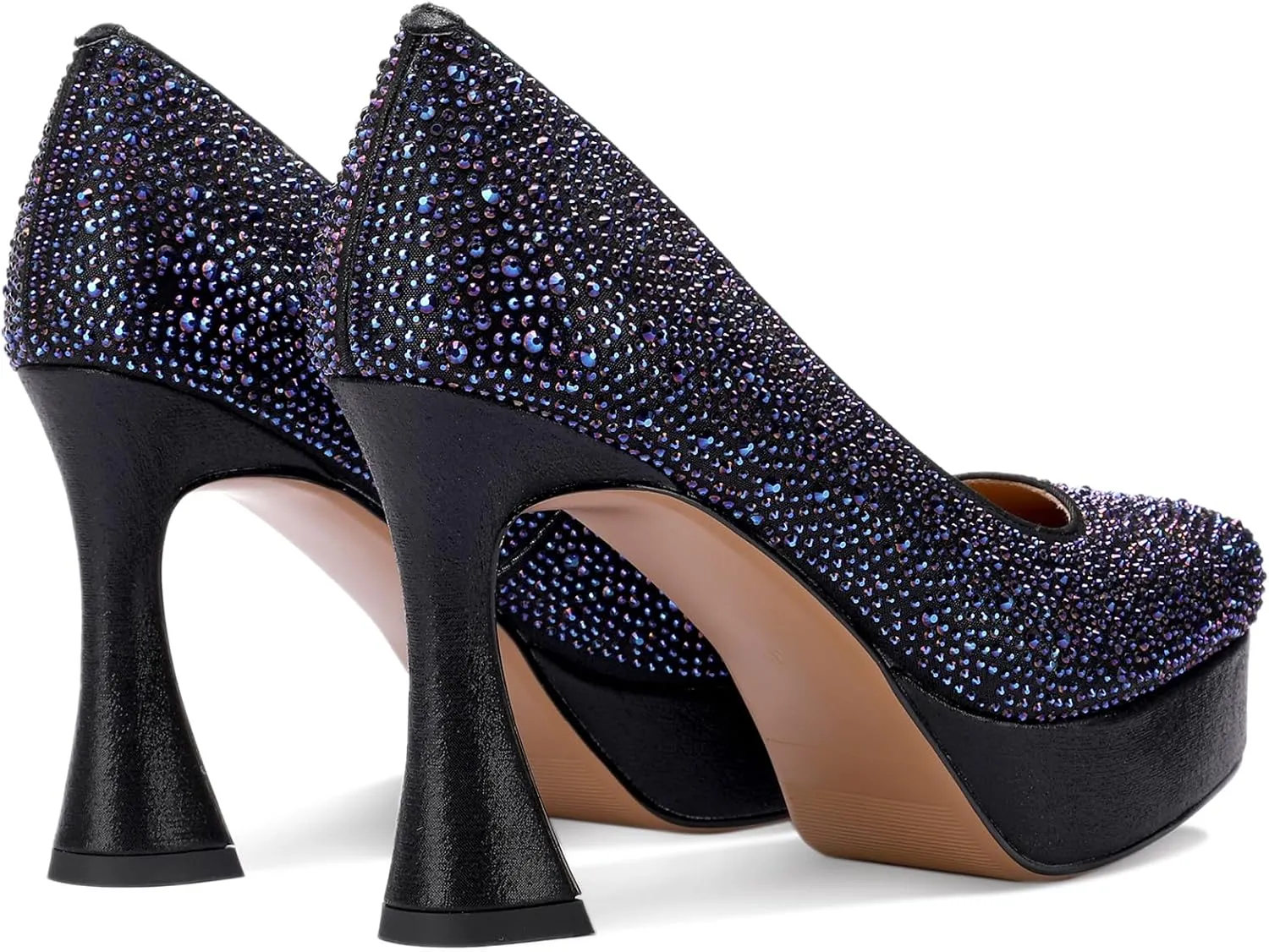 Platform Heels for Women Square Toe Chunky Closed Toe Pumps Comfortable Sexy Dressy Wedding Elegantes Wide Comfortable Tacones 4 Inch High Heels