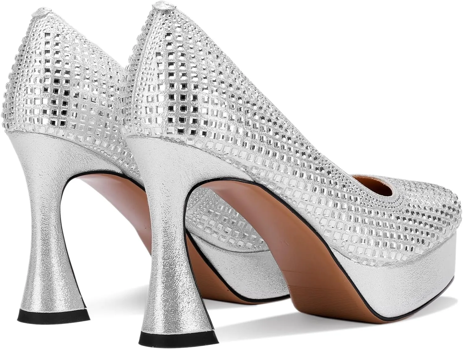 Platform Heels for Women Square Toe Chunky Closed Toe Pumps Comfortable Sexy Dressy Wedding Elegantes Wide Comfortable Tacones 4 Inch High Heels