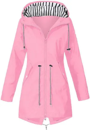 Plus Size Raincoat Women Long Hooded Trench Coats Lined Windbreaker Travel Jacket Outdoor 2023 Long Hooded Jackets