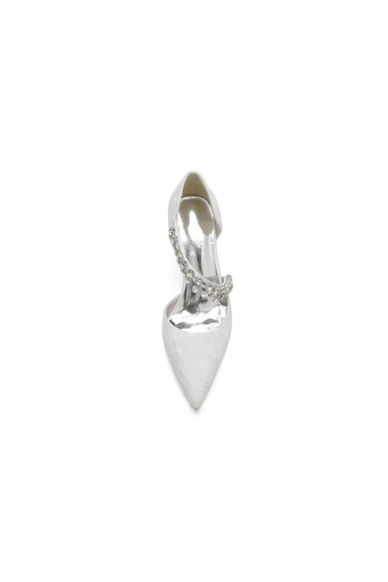 Pointed Toe Crystal Strap Heels
