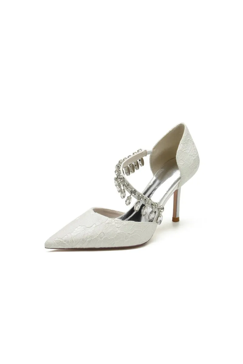 Pointed Toe Crystal Strap Heels