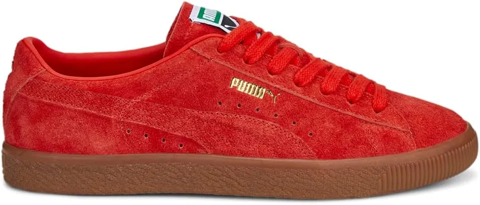 Puma Mens Suede VTG Hairy Suede Lace Up Sneakers Shoes Casual - Red