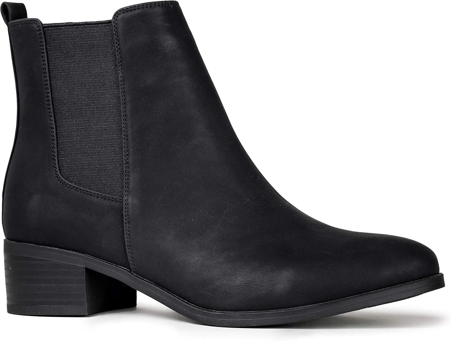 Qupid Women's Repeat | Chelsea Ankle Low Heel Boots, Black Nubuck, 9