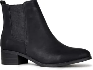 Qupid Women's Repeat | Chelsea Ankle Low Heel Boots, Black Nubuck, 9