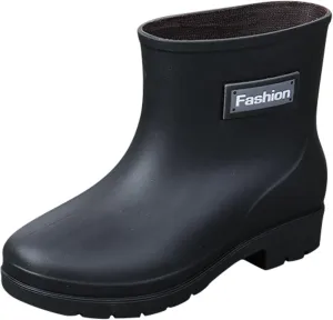 Rain Boots Women Women's Ankle Rain Boots Waterproof Garden Shoes Outdoor Work Boot Slip On Rubber Shoes