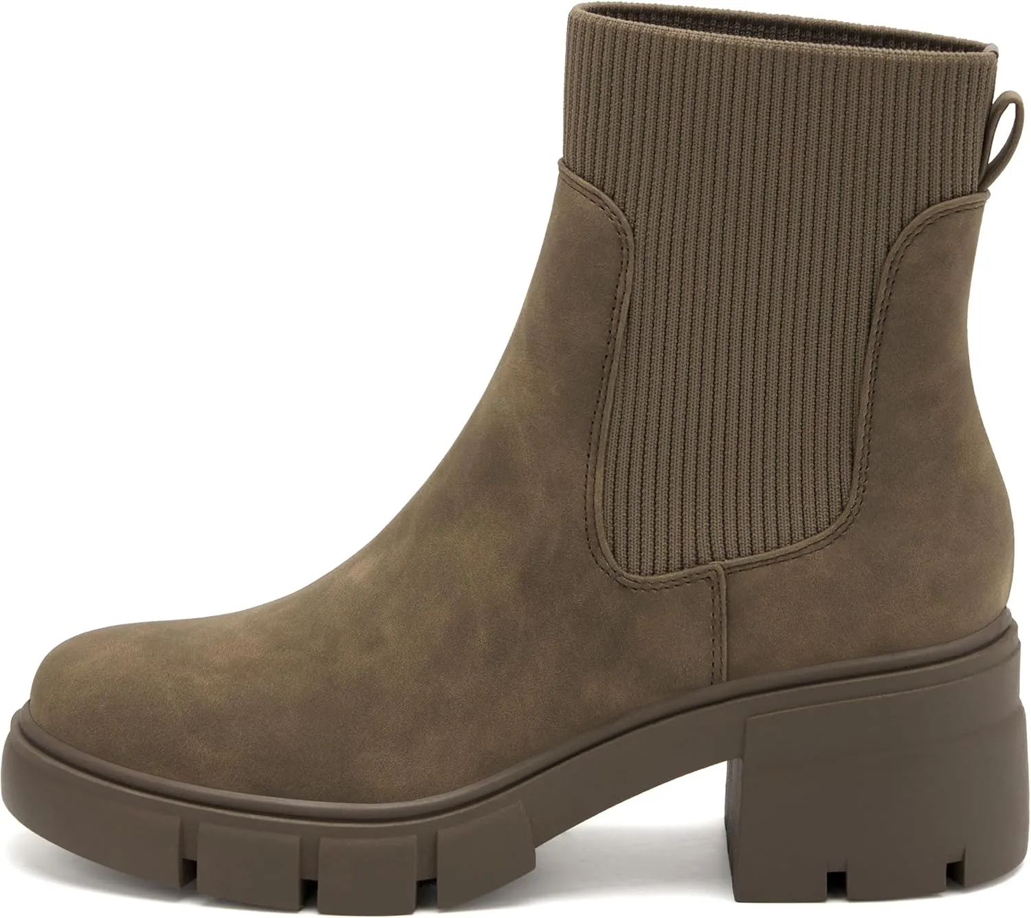 REDTOP Women's Elastic Chelsea Boots Chunky Block Heel Platform Lug Sole Ankle Booties
