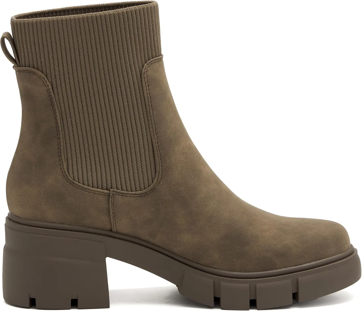 REDTOP Women's Elastic Chelsea Boots Chunky Block Heel Platform Lug Sole Ankle Booties