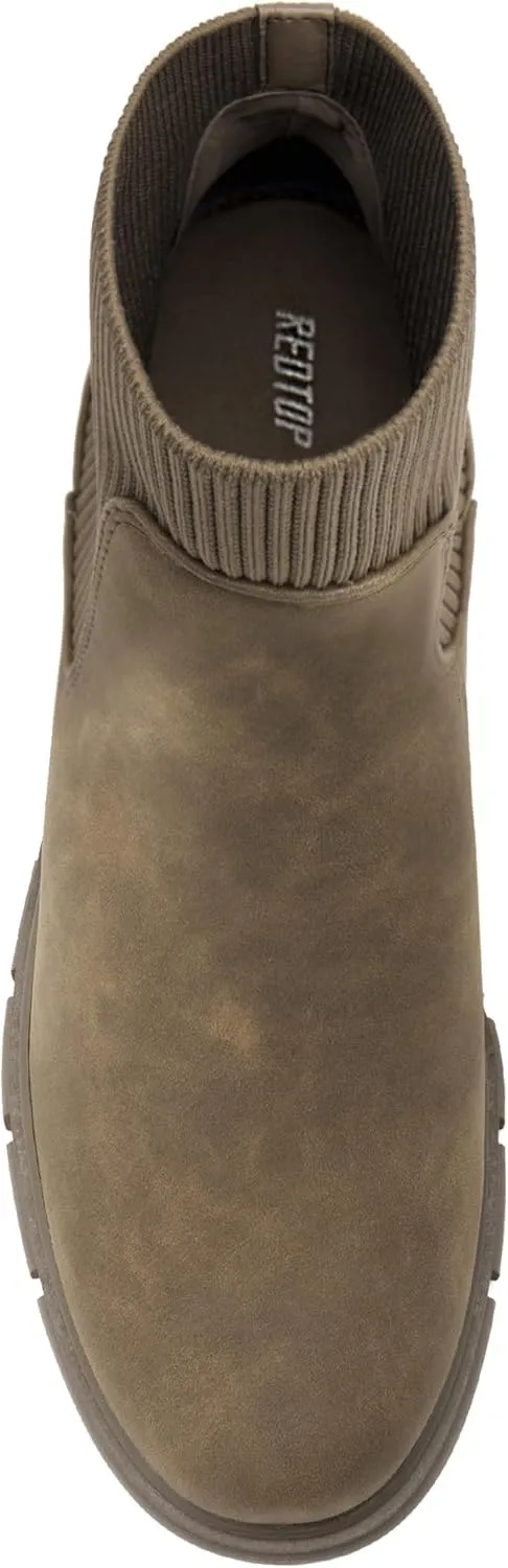 REDTOP Women's Elastic Chelsea Boots Chunky Block Heel Platform Lug Sole Ankle Booties