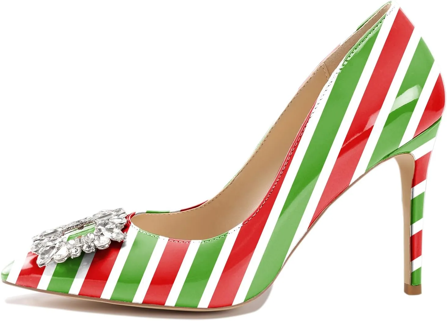 Reindee Lusion Womens High Stiletto Heels Pumps Crystal Printed Closed Toe Sexy Pumps Shoes