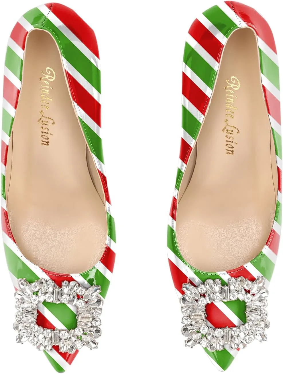 Reindee Lusion Womens High Stiletto Heels Pumps Crystal Printed Closed Toe Sexy Pumps Shoes