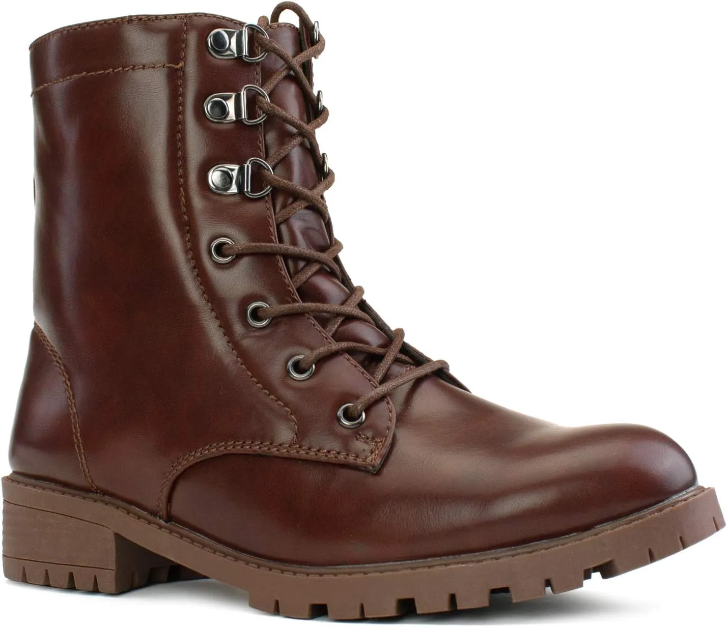 RF ROOM OF FASHION Women's Adjustable Wide Ankle Wide Width Lug Sole Combat Boots w Hidden Pocket