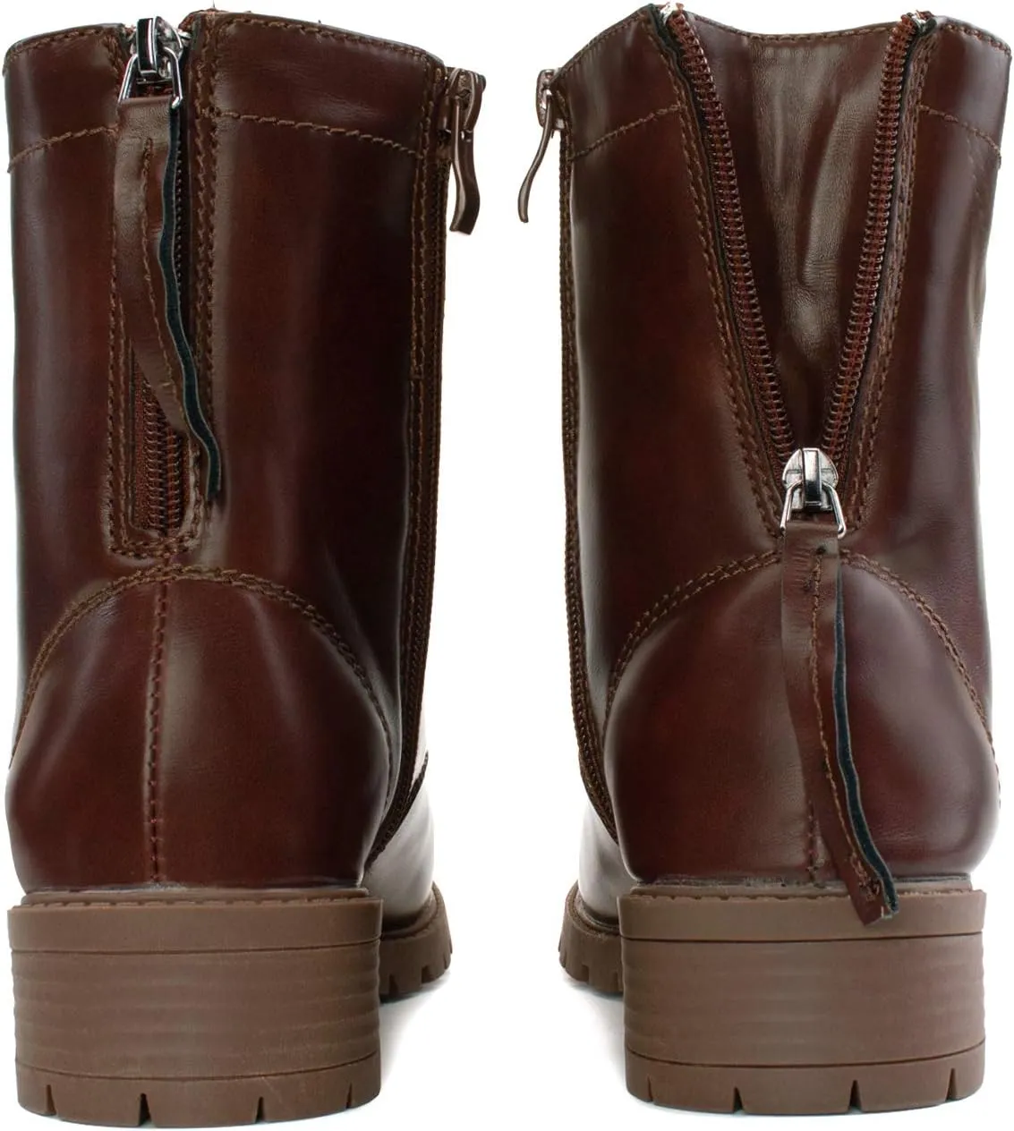 RF ROOM OF FASHION Women's Adjustable Wide Ankle Wide Width Lug Sole Combat Boots w Hidden Pocket