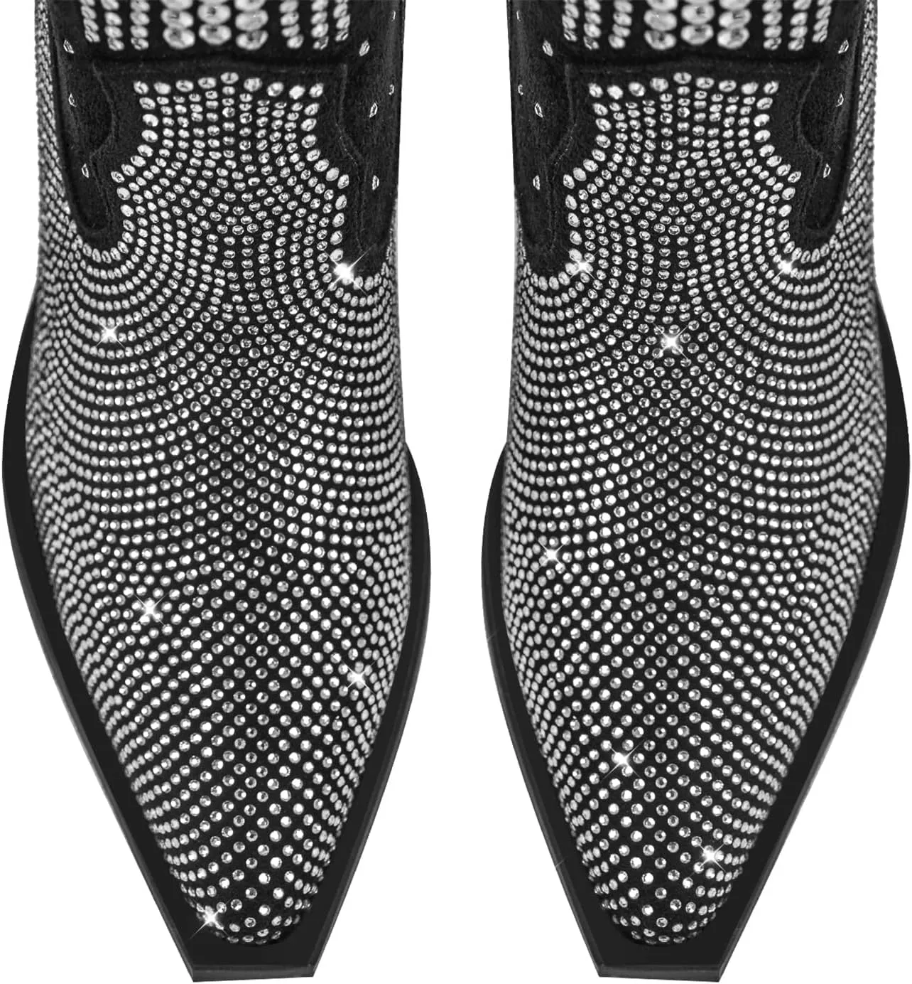 Richealnana Knee High Boots for Women Sparkle Rhinestones Clear Gems Flying Crystal Boots