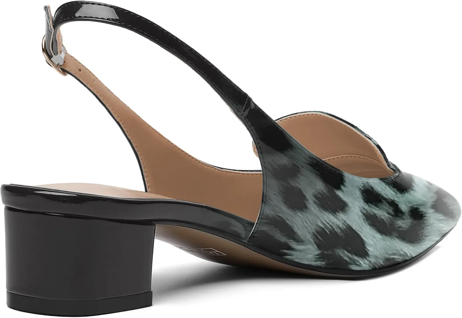 ROSERWISH Womens Buckle Work Pointed Toe Casual Patent Fashion Slingback Chunky Low Heel Pumps Dress Shoes 1.5 Inch